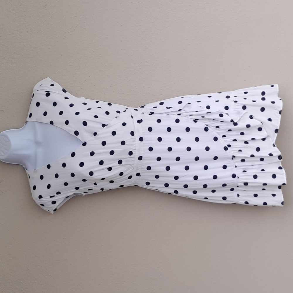 J. Crew Ruffle Front Faux Wrap Mini Dress in White Polka Dot Size 00 - Picture 2 of 9